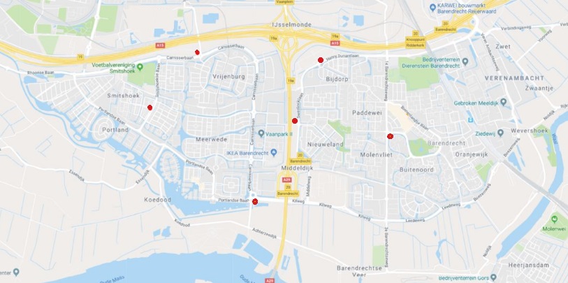 Afbeelding van de aangewezen locaties ter illustratie
